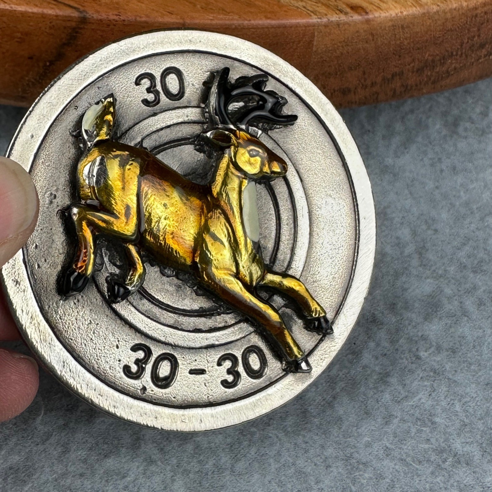 Vtg Great American Buckle Co 1980 Deer Buck 30-30 Chicago USA #478 Round