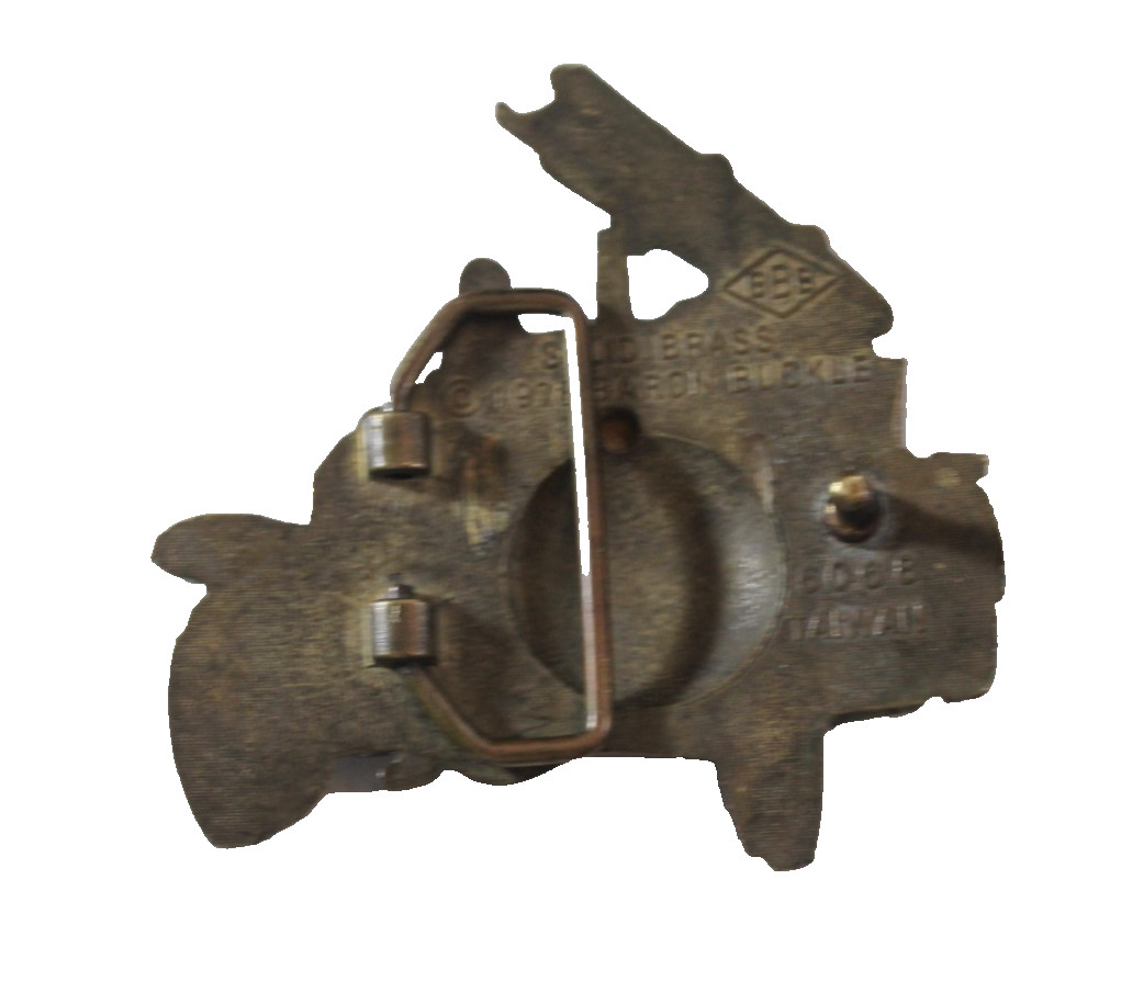 Vintage 1978 Baron Buckle Solid Brass Fire Truck Belt Buckle