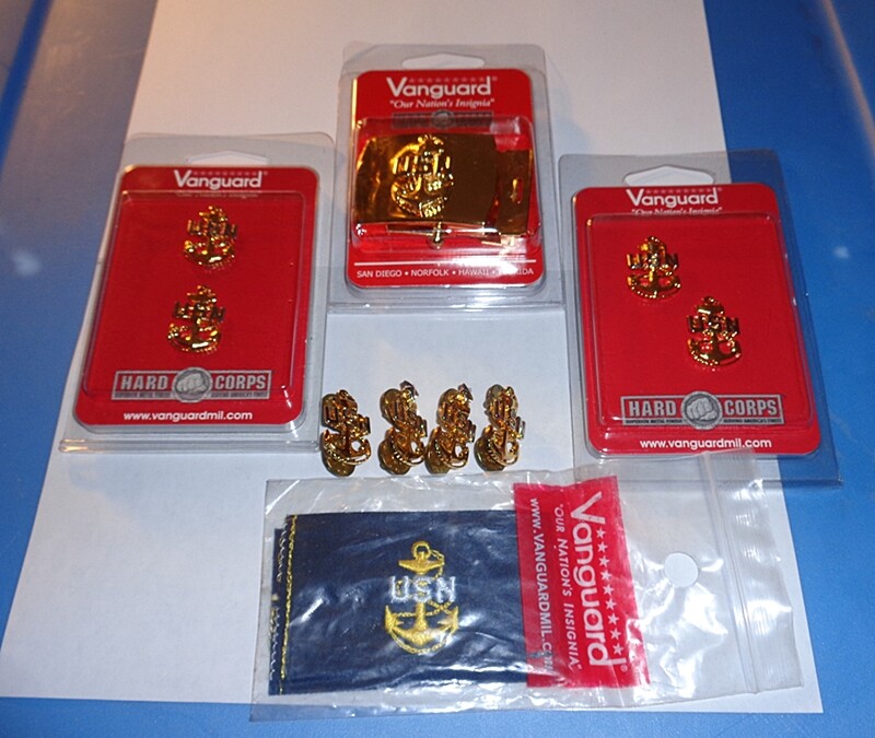 Military Lot Vanguard Belt Buckle Solid Brass USA Navy Collar Nautical Emblems
