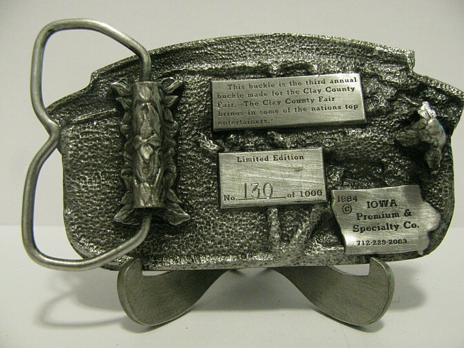 3rd Annual 1984 Clay County Fair Spencer Iowa Tractor Belt Buckle Limited Ed 130