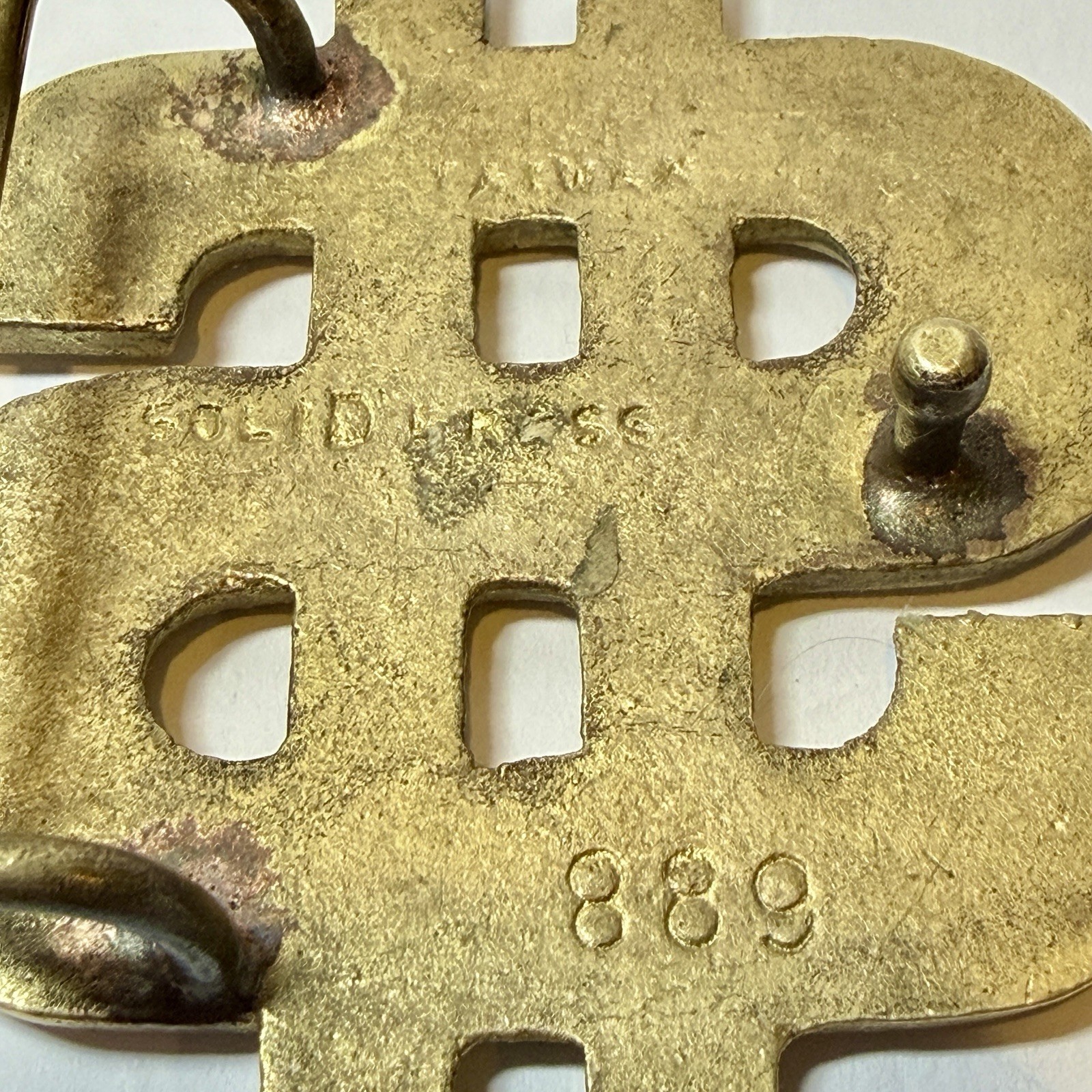 Vintage Solid Brass Dollar Sign Belt Buckle Money Symbol Financial Banker