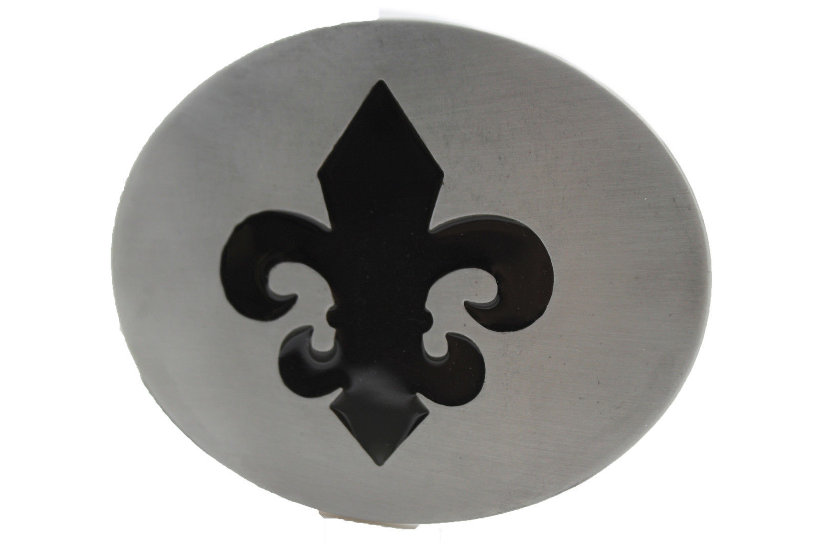 Women Men Belt Buckle Silver Metal Bling Black Fleur De Lis Iris France Flower