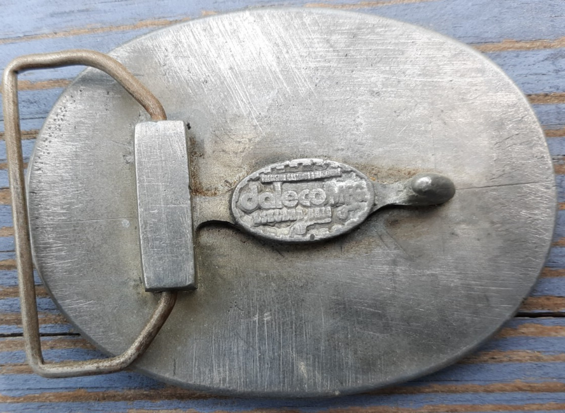 belt buckle oval Daleco Mfg. Seville steam locomotive train engine 3.25&Prime; long