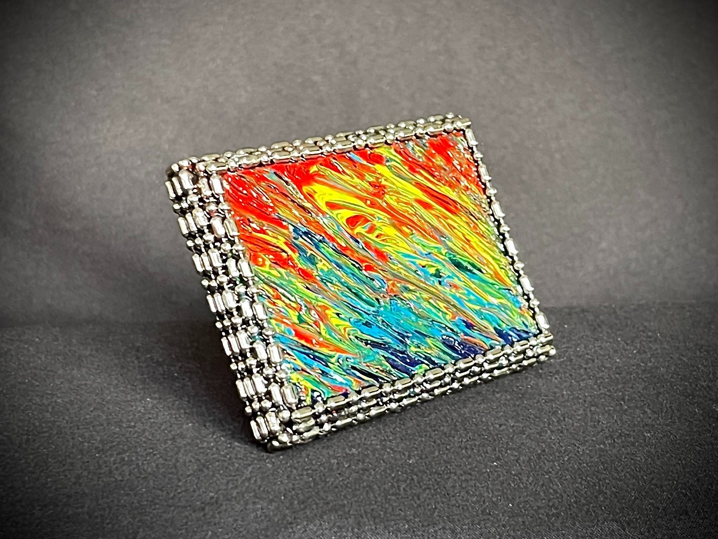Hand Painted Pride Art Belt Buckle Abstract Expressionism OOAK Darren McNeese