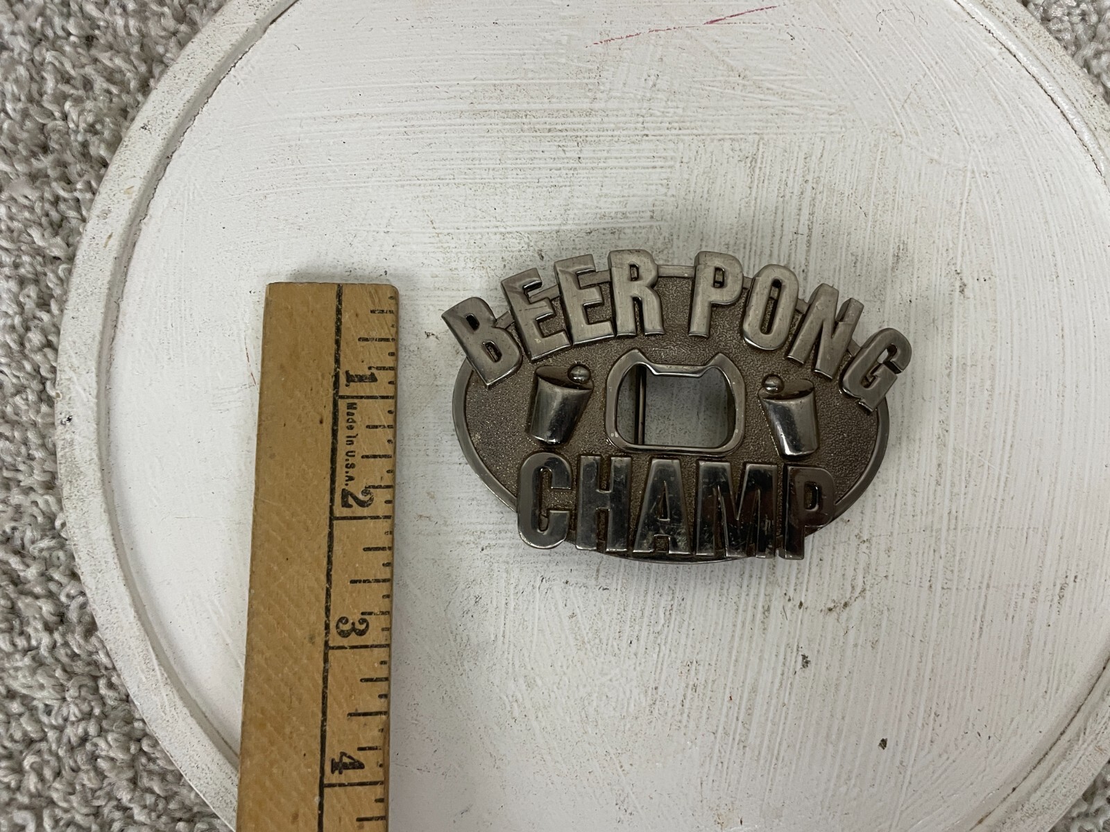 Kalan Beer Pong Champ w/ Built In Bottle Opener 2.5&Prime;x4&Prime; Oval Belt Buckle