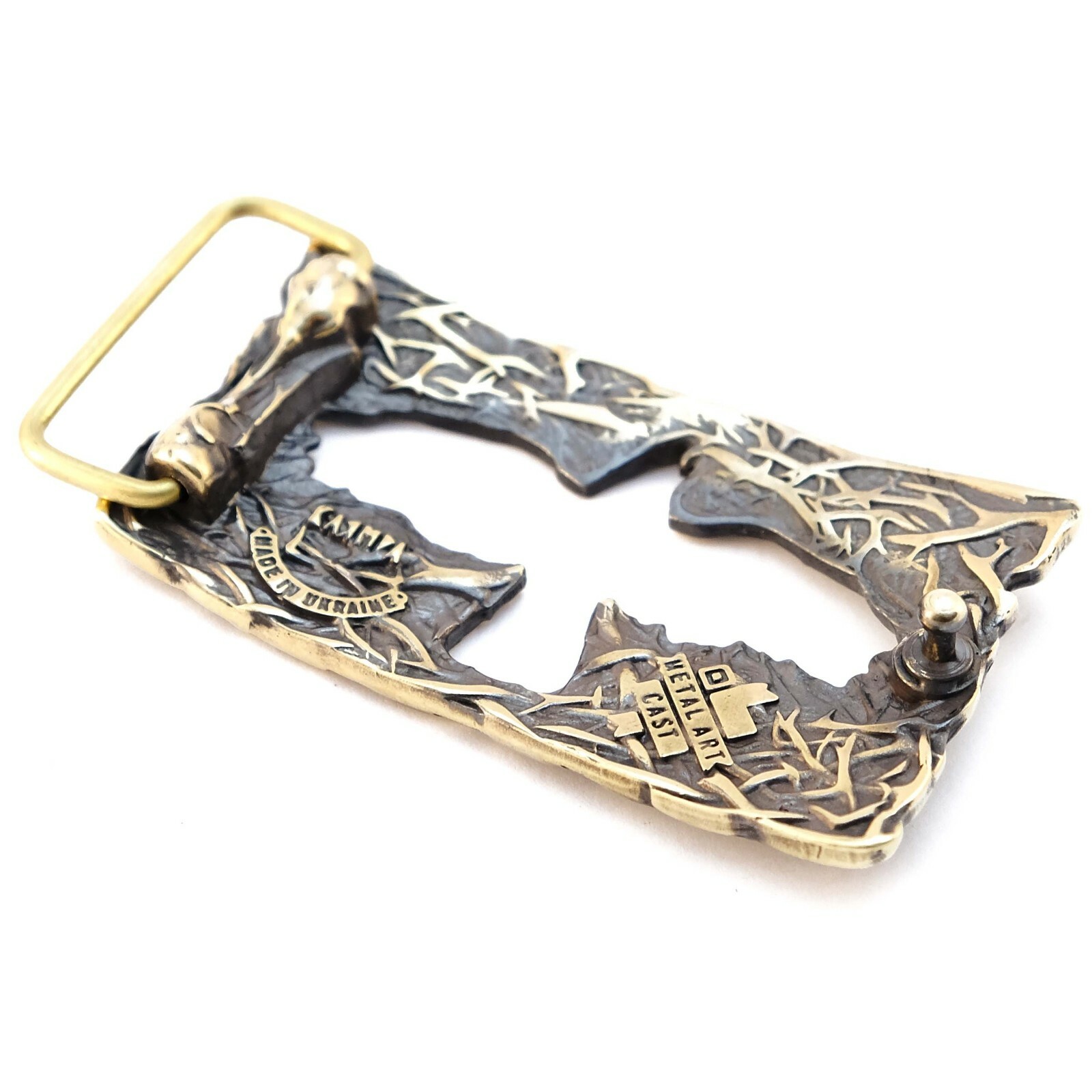 Crow belt buckle, Handmade belt buckle made of solid brass, Mythical black bird