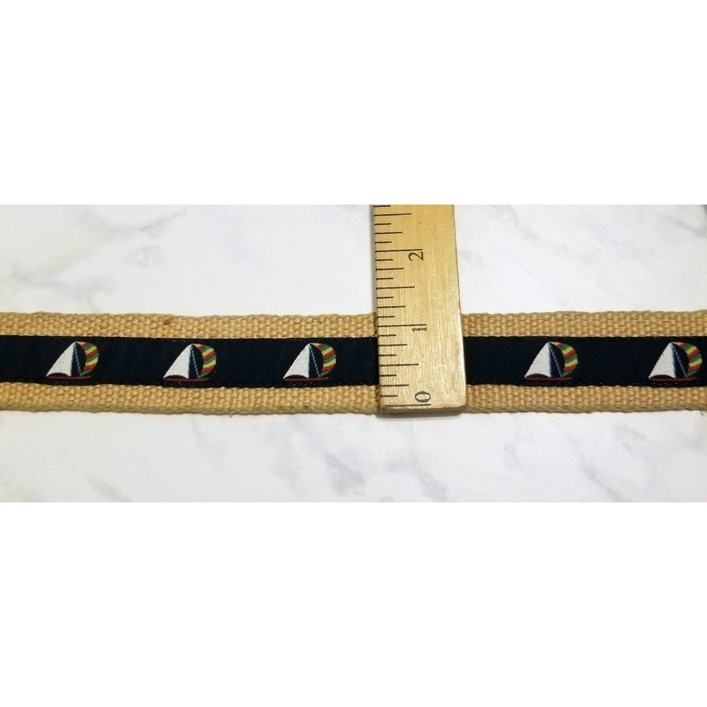 Dooney Bourke Novelty Sailboat Nautical Belt Tan Canvas Preppy 30 Woven Boating