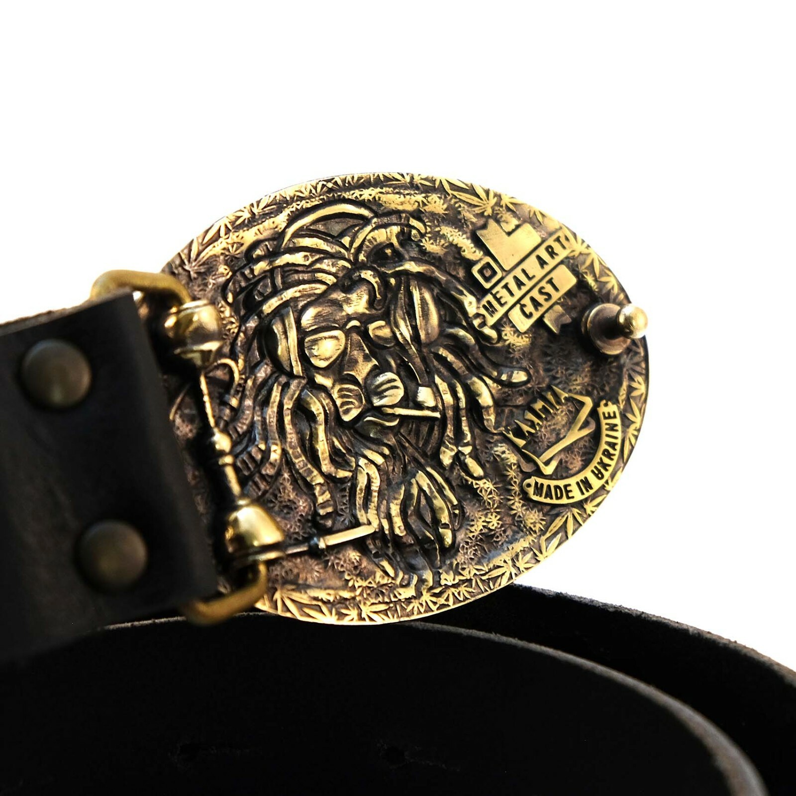Cannabis leaf solid brass belt buckle, Marijuana Weed Leaf ganja Rasta buckle