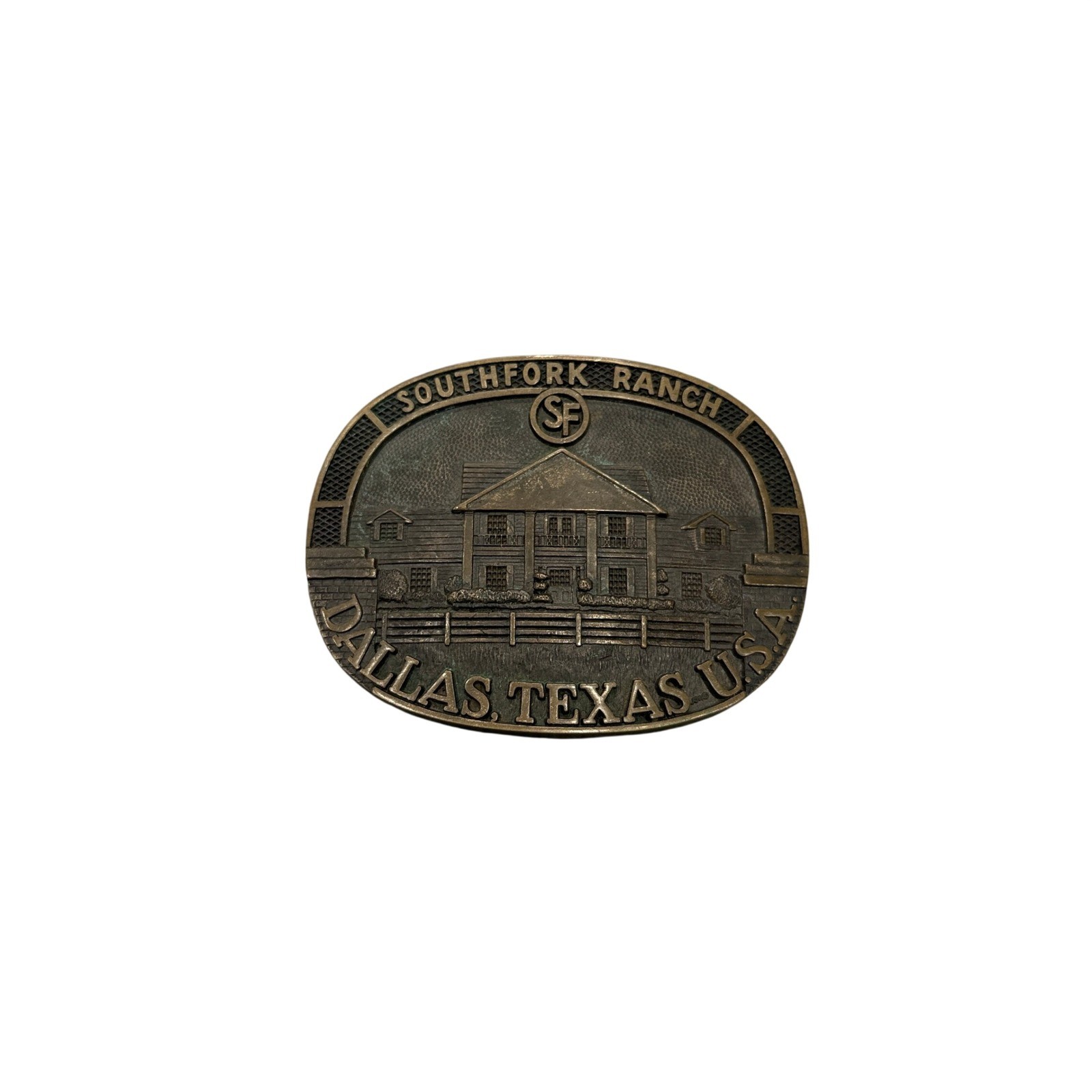 Norman Company Belt Buckle Unisex OS Brass Southfork Ranch Dallas 1980 Vintage