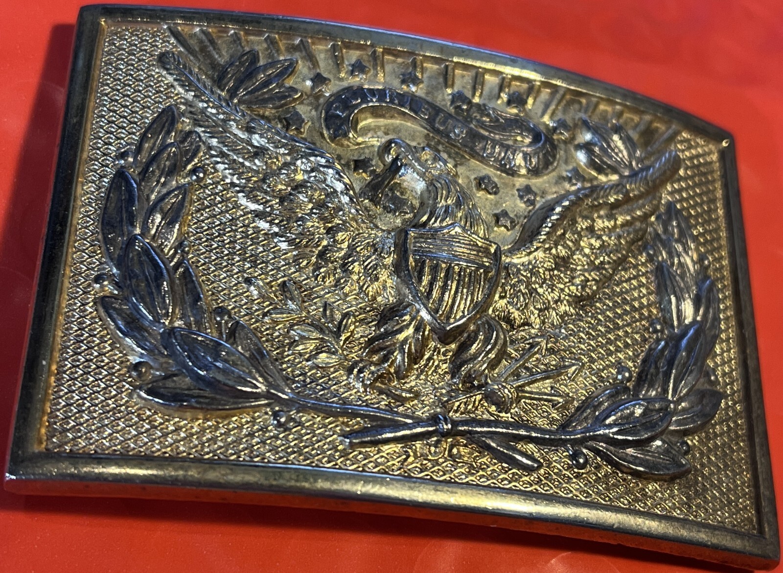 Vintage 1970s AHM 623 « E PLURIBUS UNUM » American Bald Eagle Brass Belt Buckle 3&Prime;