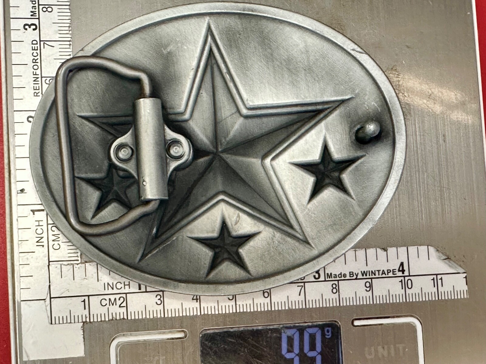 3D Nautical Celtic Star In Flames – Silver Tone Oval 4&Prime; Wide Vintage Belt Buckle