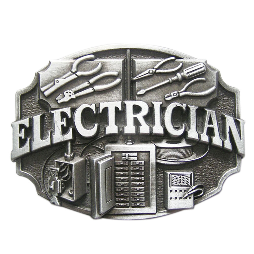 Antique Silver Electrician Trades Tradesman Belt Buckle also Stock in the US
