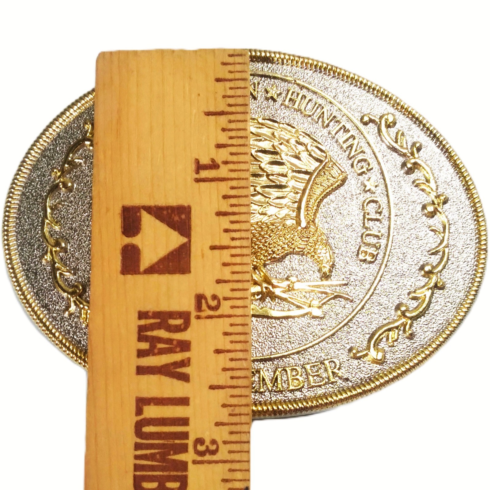 NORTH AMERICAN HUNTING CLUB Belt Buckle Gold & Silver Tone Eagle Bow Arrow Rifle