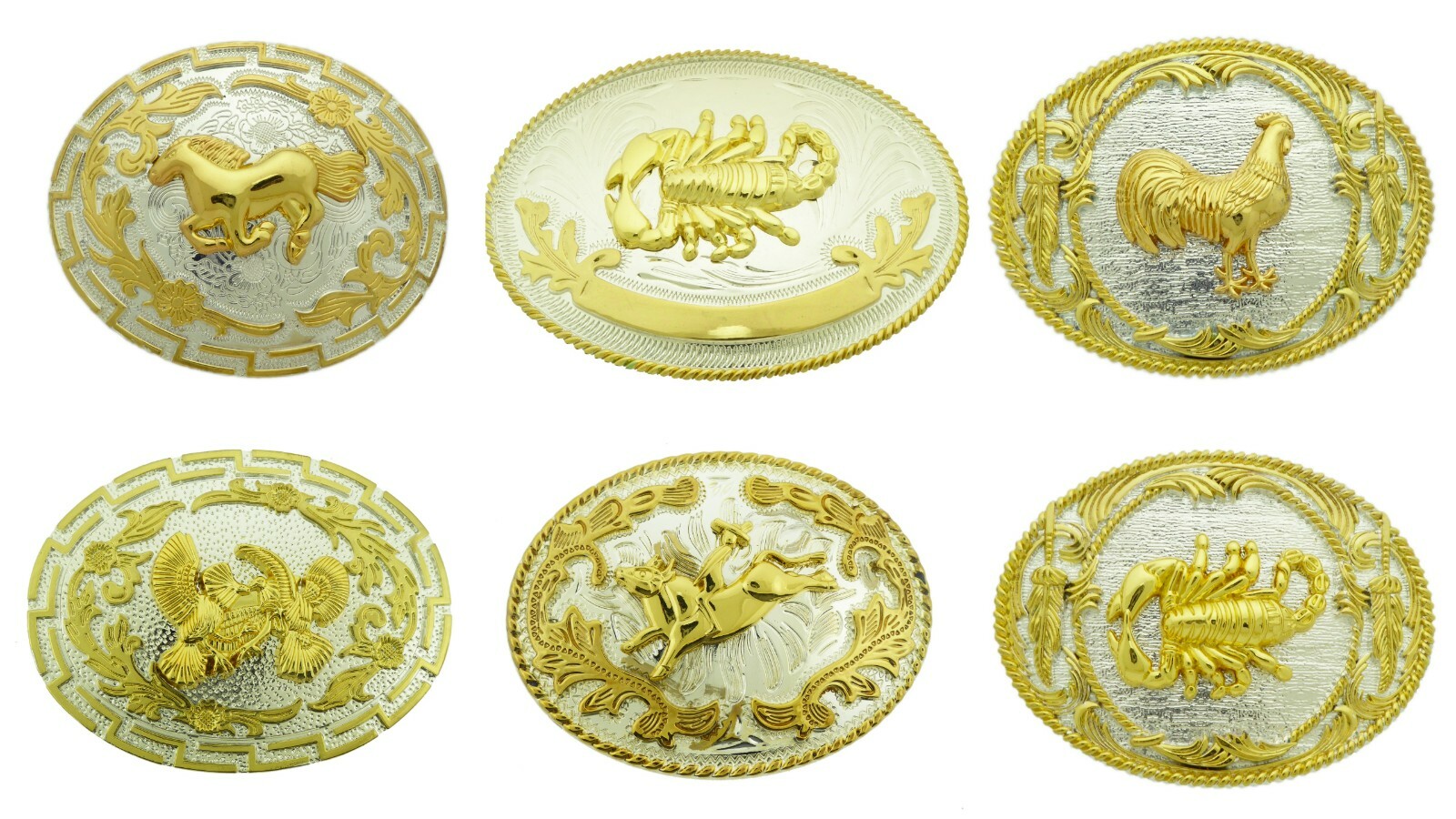 New Men Women Western Cowboy Cowgirl Rodeo Style Belt Buckles Gold Silver Metal