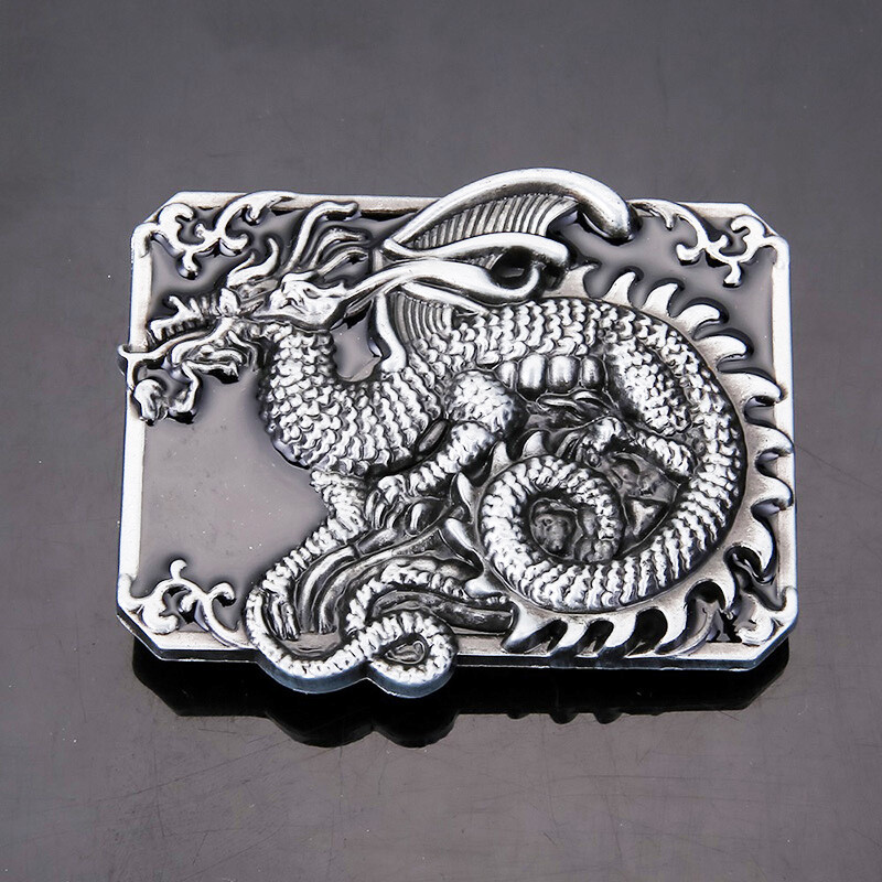 Unique Buckle Silver Bold Dragon Buckle Fits 1-5/8&Prime; Wide Belt