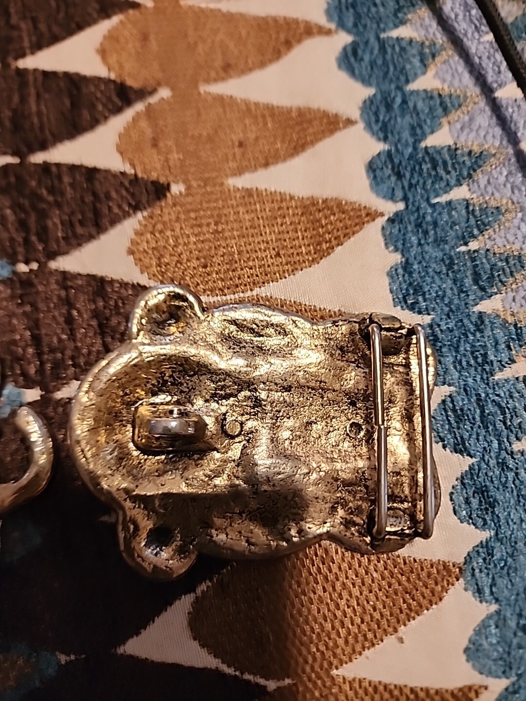 Vintage Gold Tone Buckle Beautiful Details Two Piece Buckle Unisex