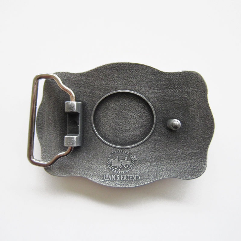 Western Flower Pattern Wolf Head Metal Belt Buckle