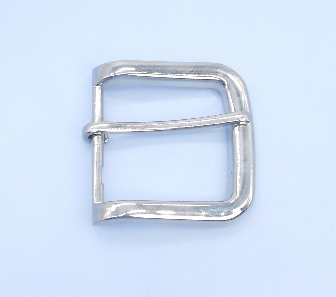 40mm Shiny Silver Tone Heavy Round Corner Square Single Prong Pin Belt Buckle