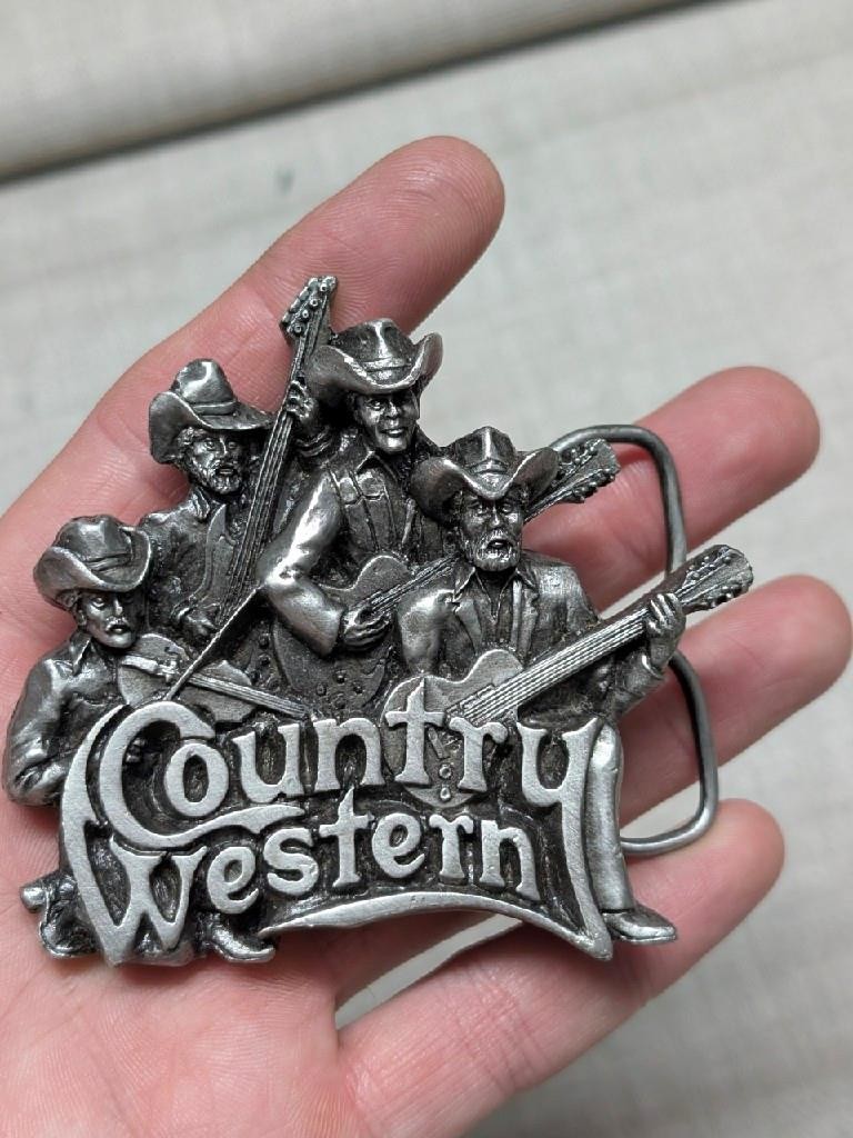 vintage COUNTRY WESTERN belt buckle MUSIC bluegrass BRASS cowboy NASHVILLE