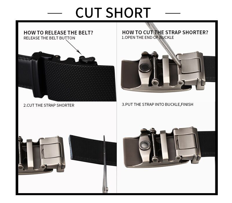 Mens Ratchet Belt Belts For Men Automatic Buckle Real Leather Waistband Straps