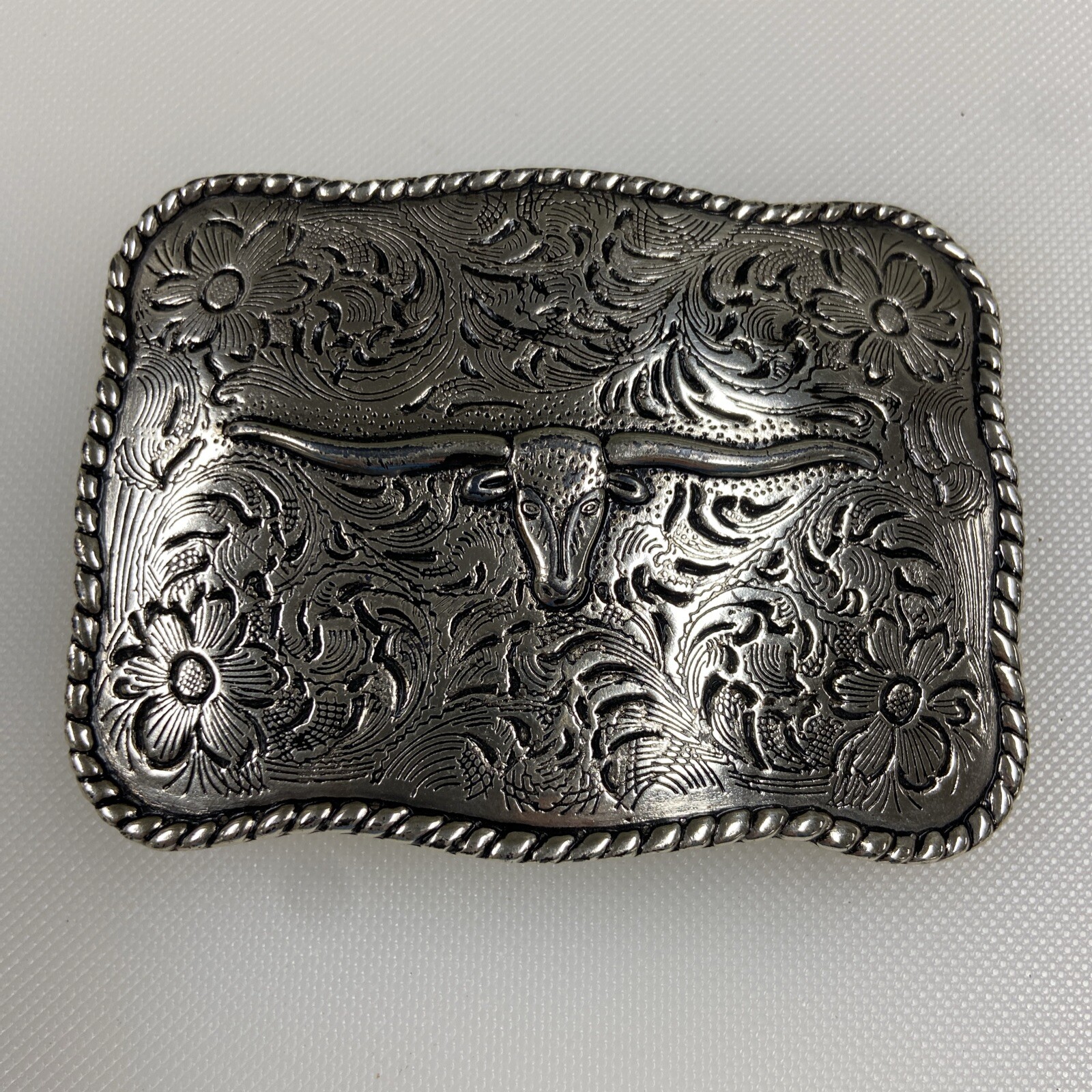 8540A Scalop Edge Longhorn Steer Belt Buckle for 1 1/2&Prime; Belt Max. 3 5/8&Prime;x2 5/8&Prime;