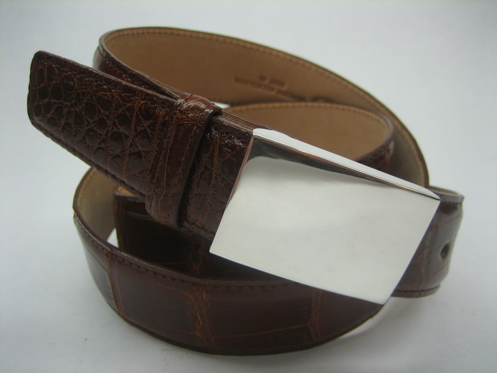 Sterling silver 925 buckle w/30 MM Genuine Alligator belt size 32 to 44 U.S.A.