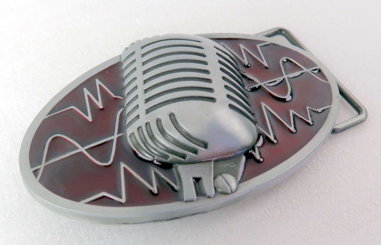 Rockabilly Belt Buckle Cool Memphis Microphone Pewter Finish