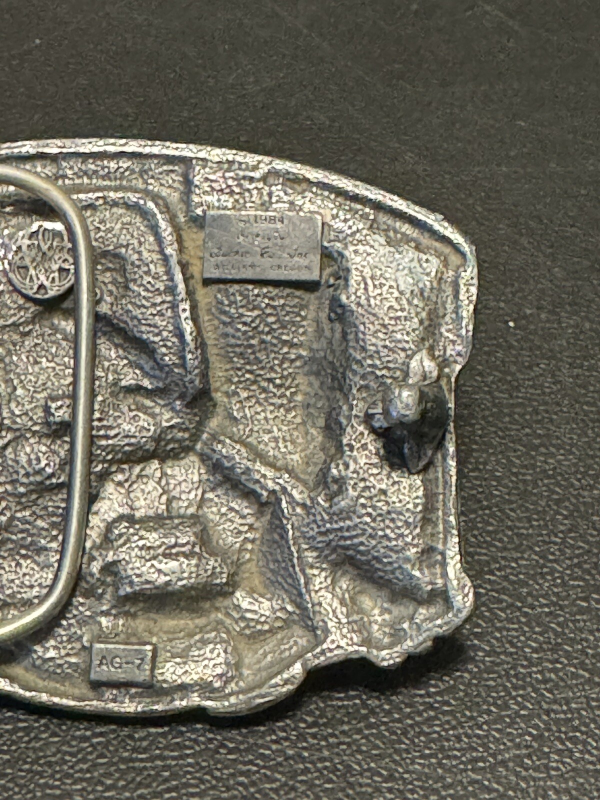 VTG SISKIYOU ARIZONA GOLD PANNING PEWTER BELT BUCKLE AG-7 1984 WILLIAMS OREGON