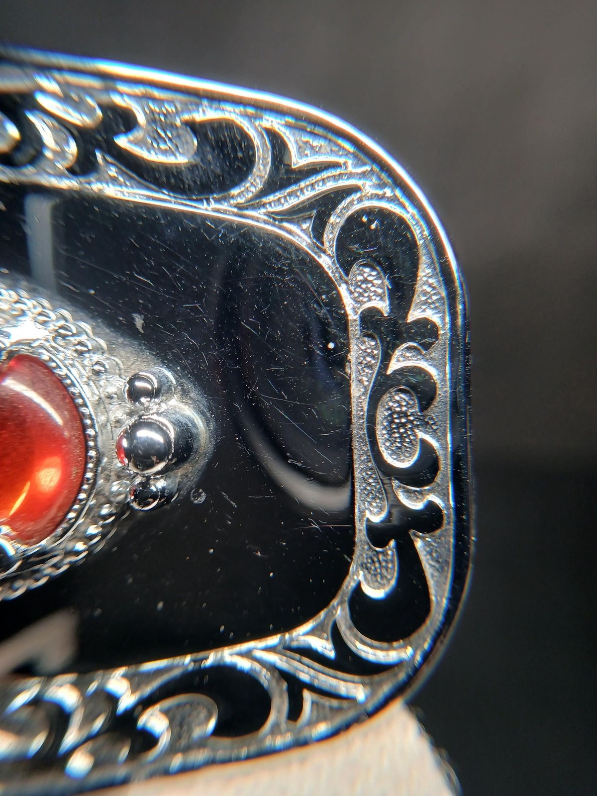 Western Red Stone Silver Belt Buckle