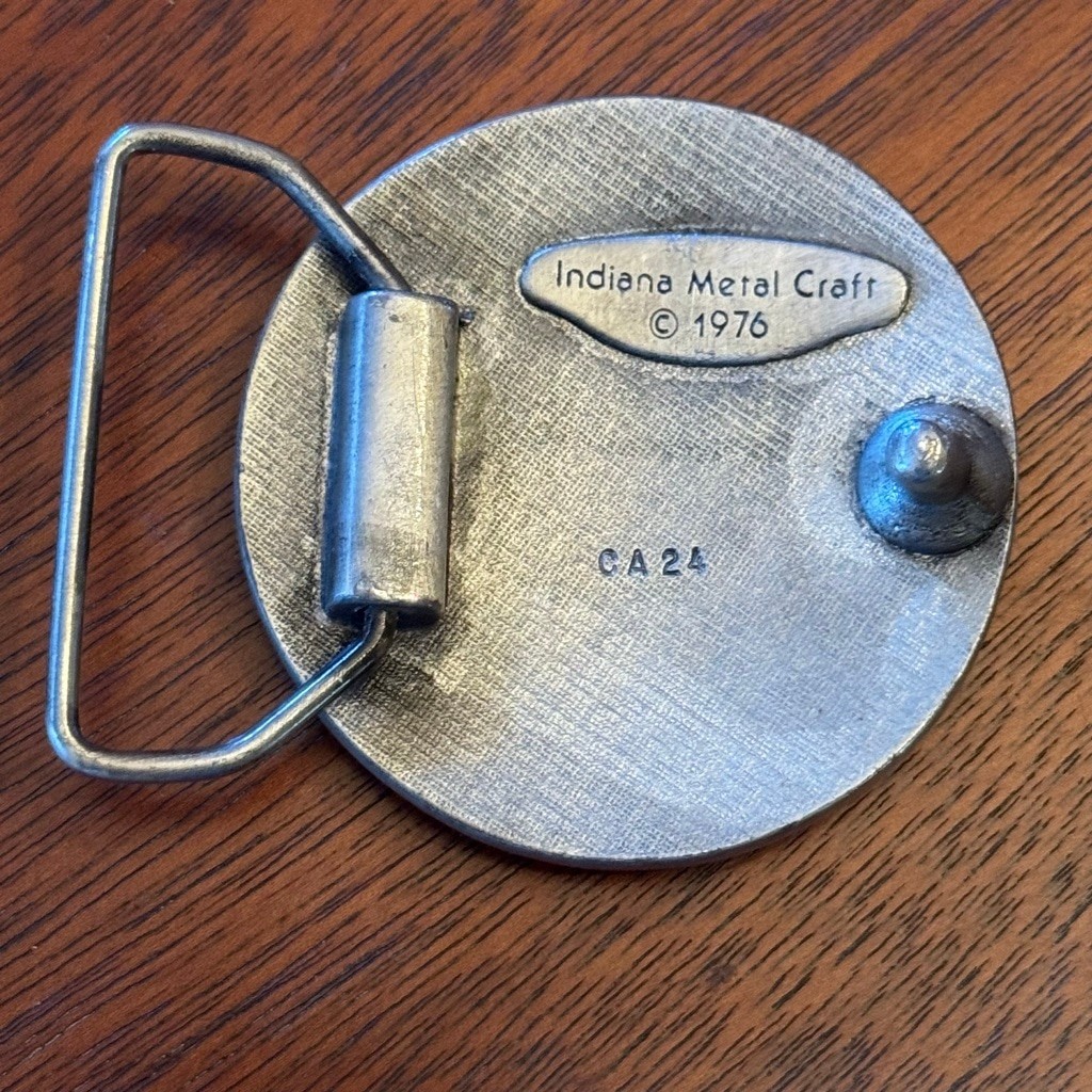 Vintage Corvette Belt Buckle Indiana Metal Craft 1976 Pewter USA