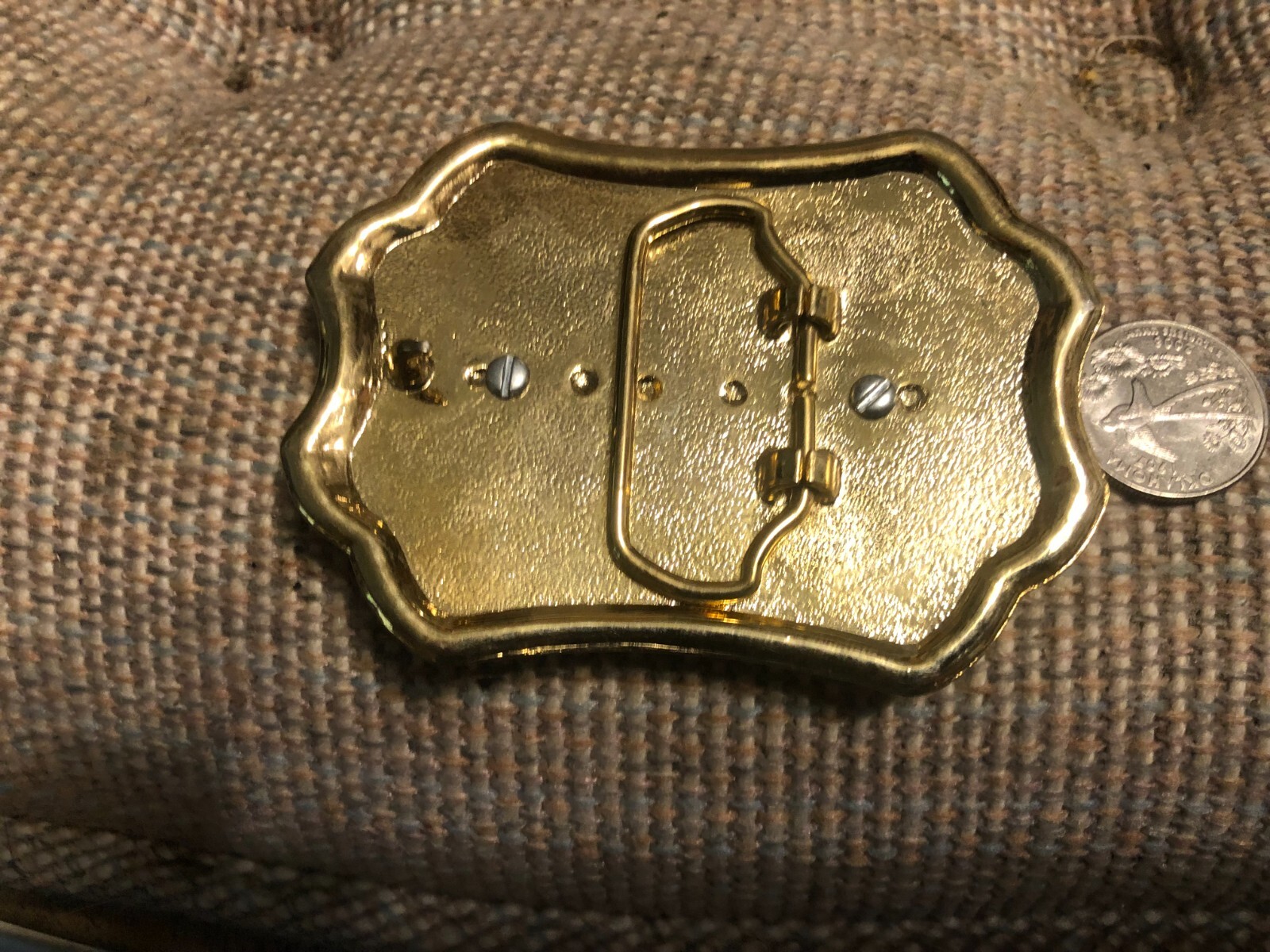 GOLD Western Belt Buckle With Polished Stone