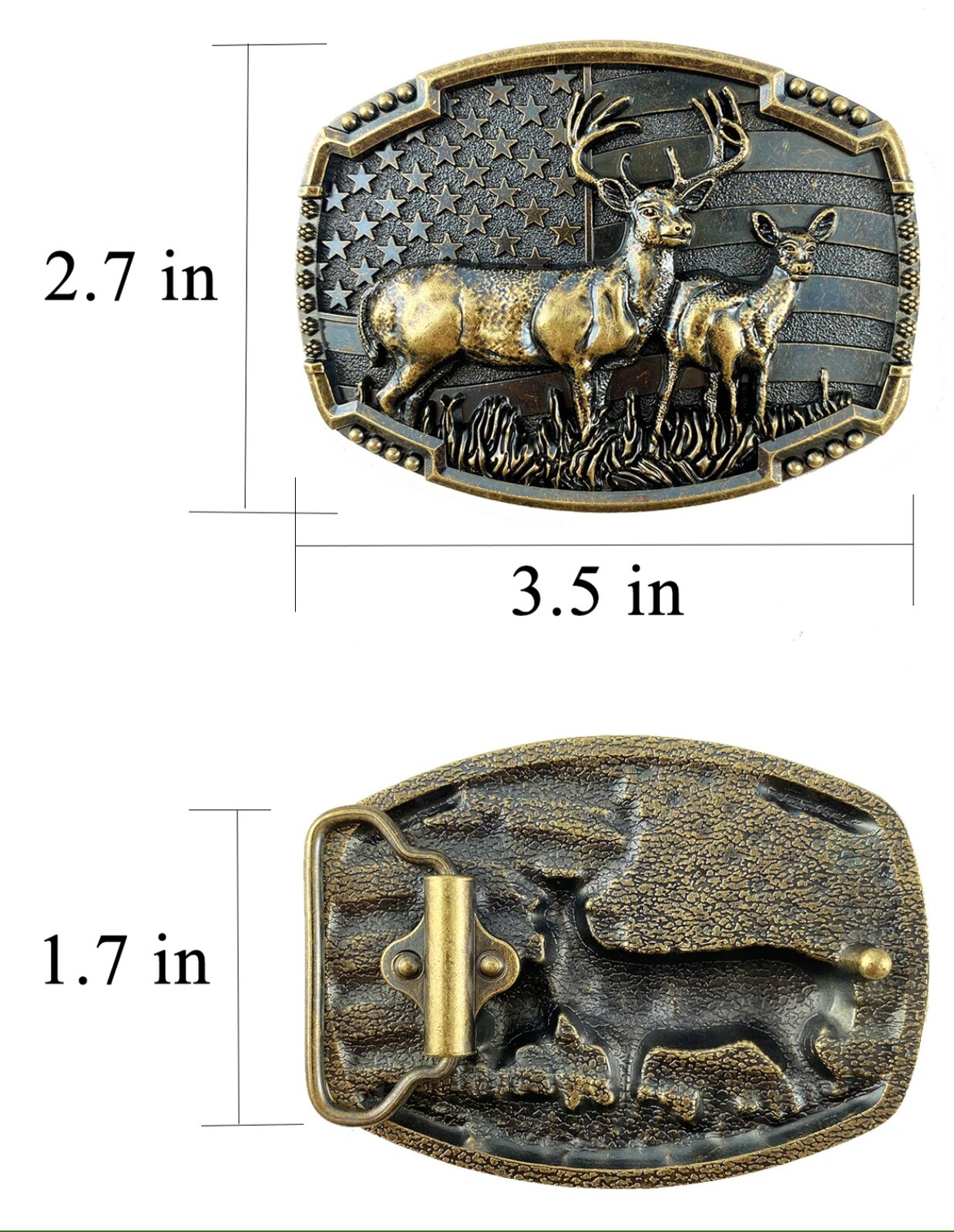 Deer Belt Buckle Patriotic American Flag Elk North Viking Deer Head Punk Western