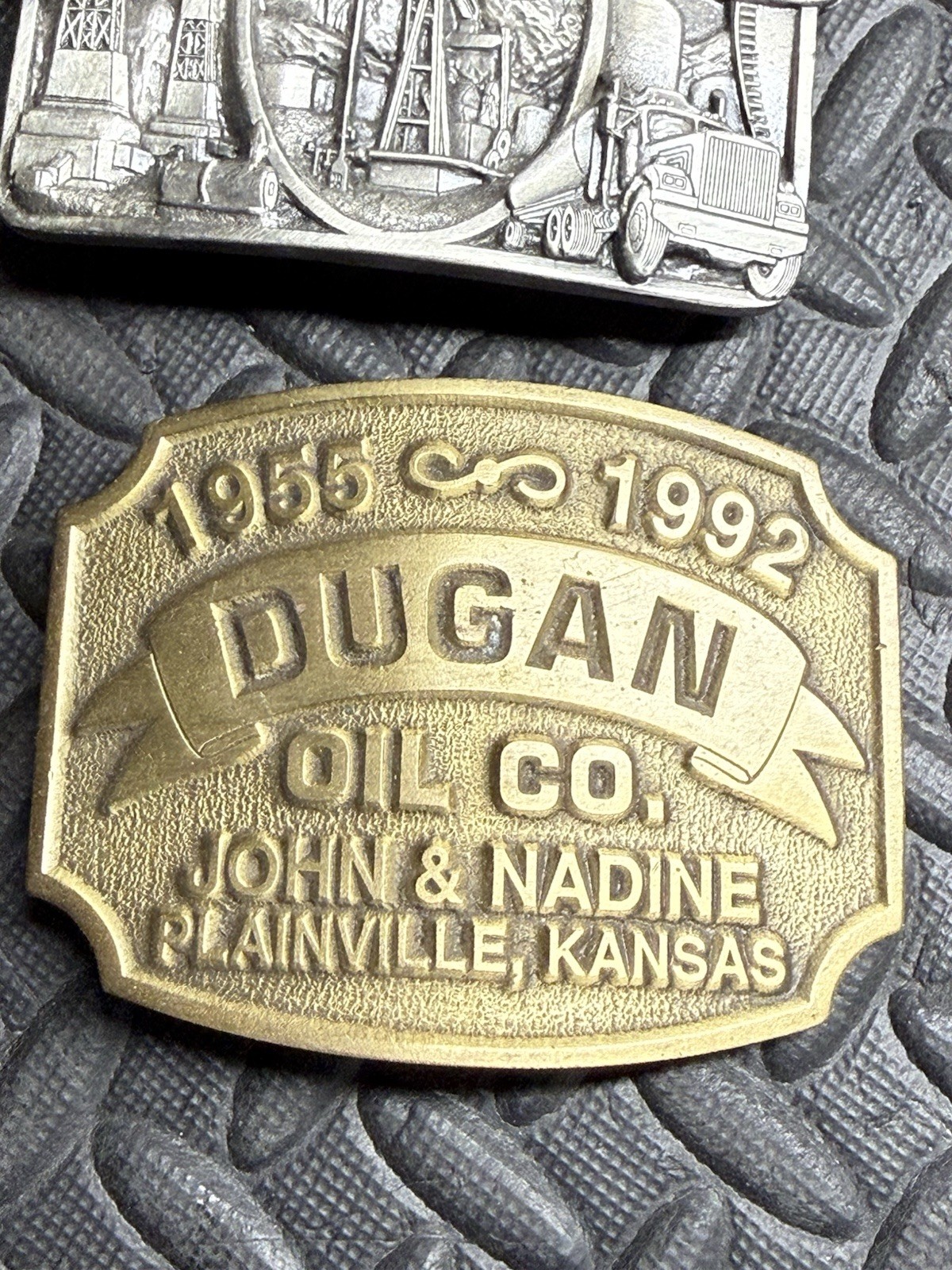 Lot: 1983 American Oil Field Belt Buckle, Conoco Tanker & 2 More Vtg. Oil & Gas!