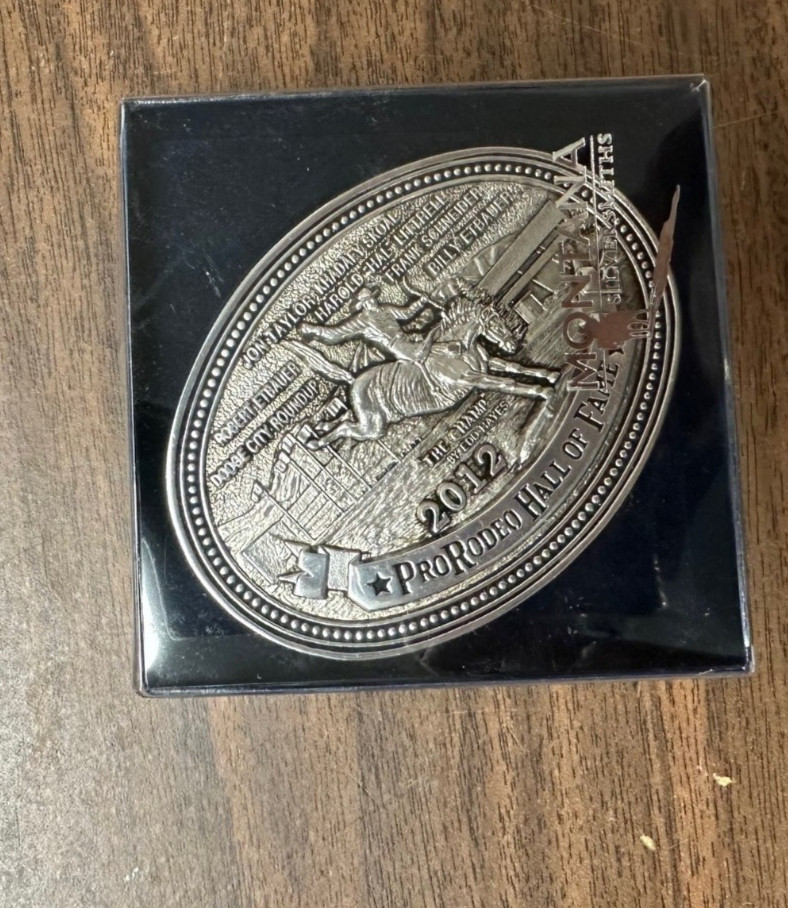 Pro Rodeo Hall of Fame Belt Buckle Montana Silversmiths Rare 2012 Brass Silver