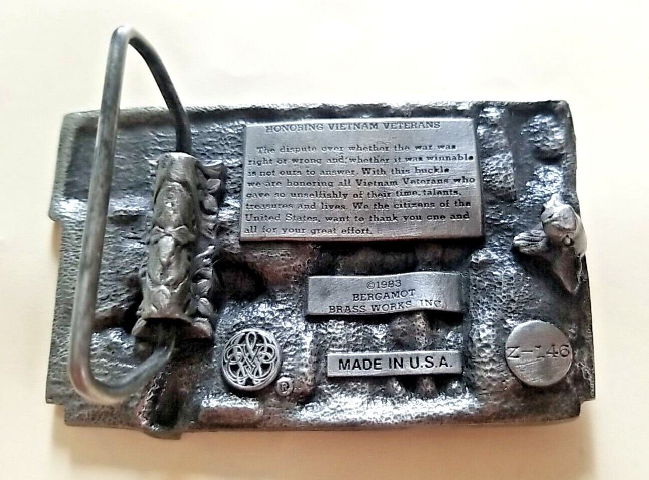 Vietnam Veterans Brass Belt Buckle 1983 Bergamot Brass Works USA z-146