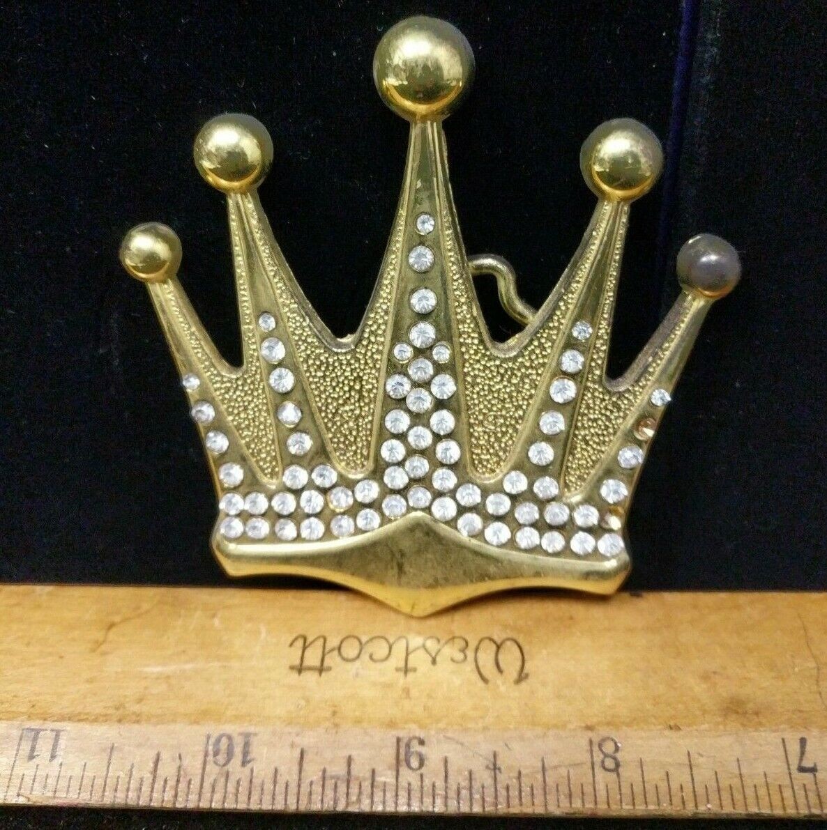 Crown Belt Buckle New Men Women Bling Iced Gold Metal Rhinestone Cowgirl Cowboy