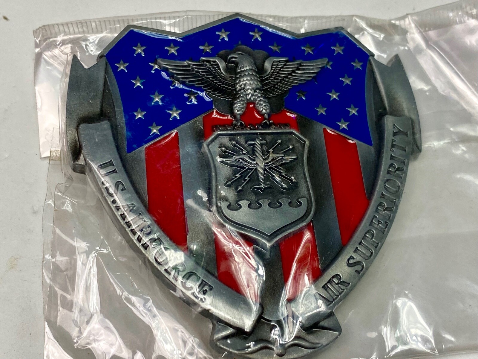 Us Air Force Corps Logo Sealed Belt Buckle Air Superiority Usa Flag Colors
