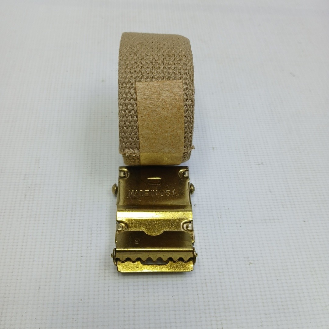 Khaki Web Belt with Brass look Friction Buckle « I&rsquo;m Proud To Be An American » USA