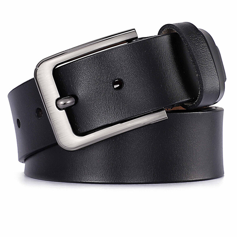 Men&rsquo;s Classic Metal Buckle Handcrafted Cowhide Leather Jean Belt