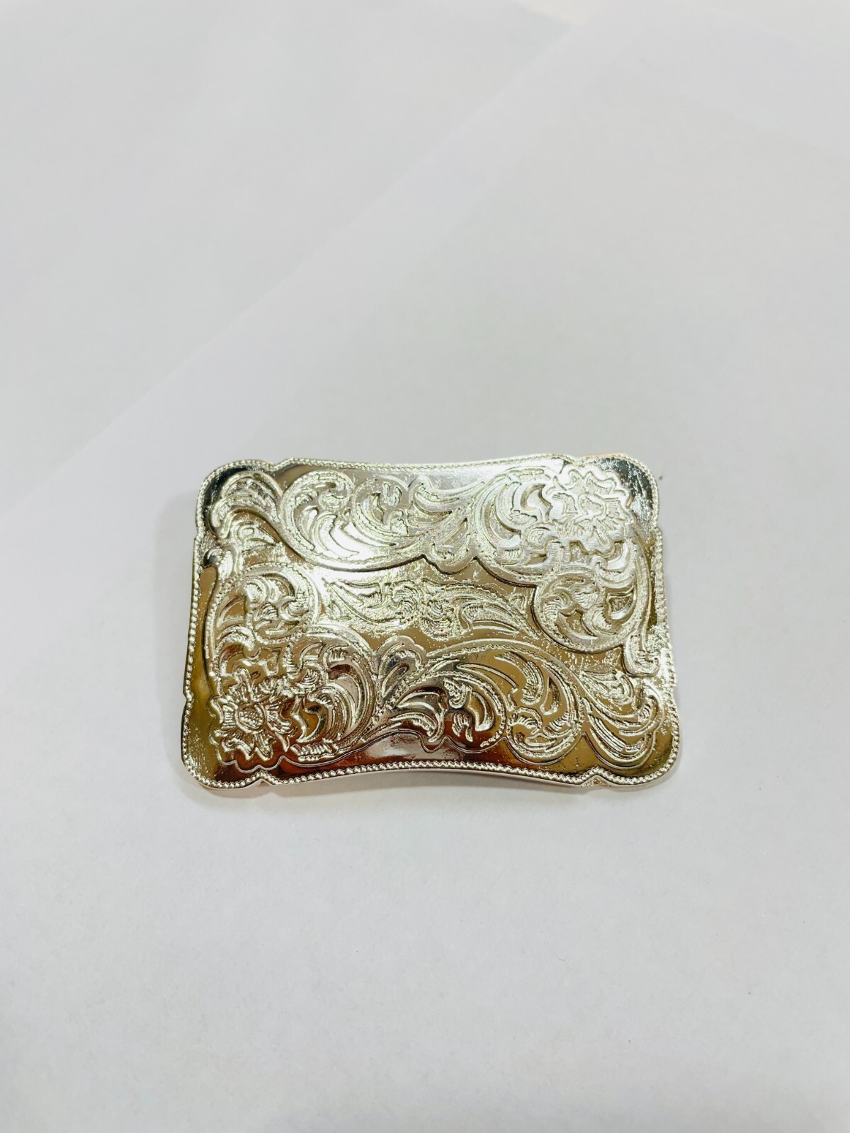 Designer Western Buckle- Unisex Shiny Silver Rectangular Shape Belt Buckle 40mm