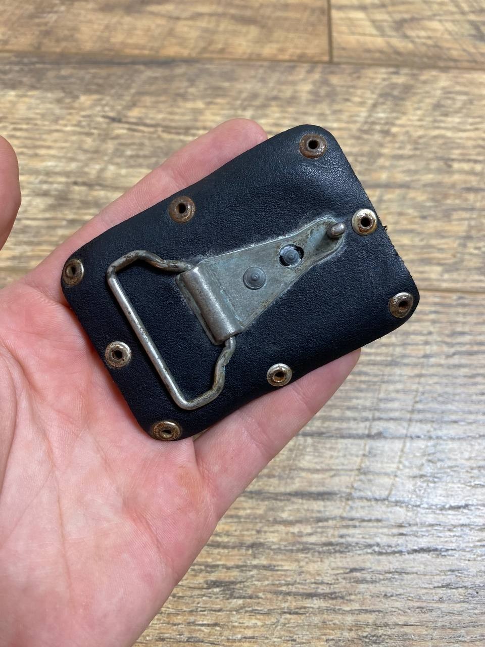 Diesel Vintage Leather Buckle Black Metal Studded Logo Plate Y2K Accessories