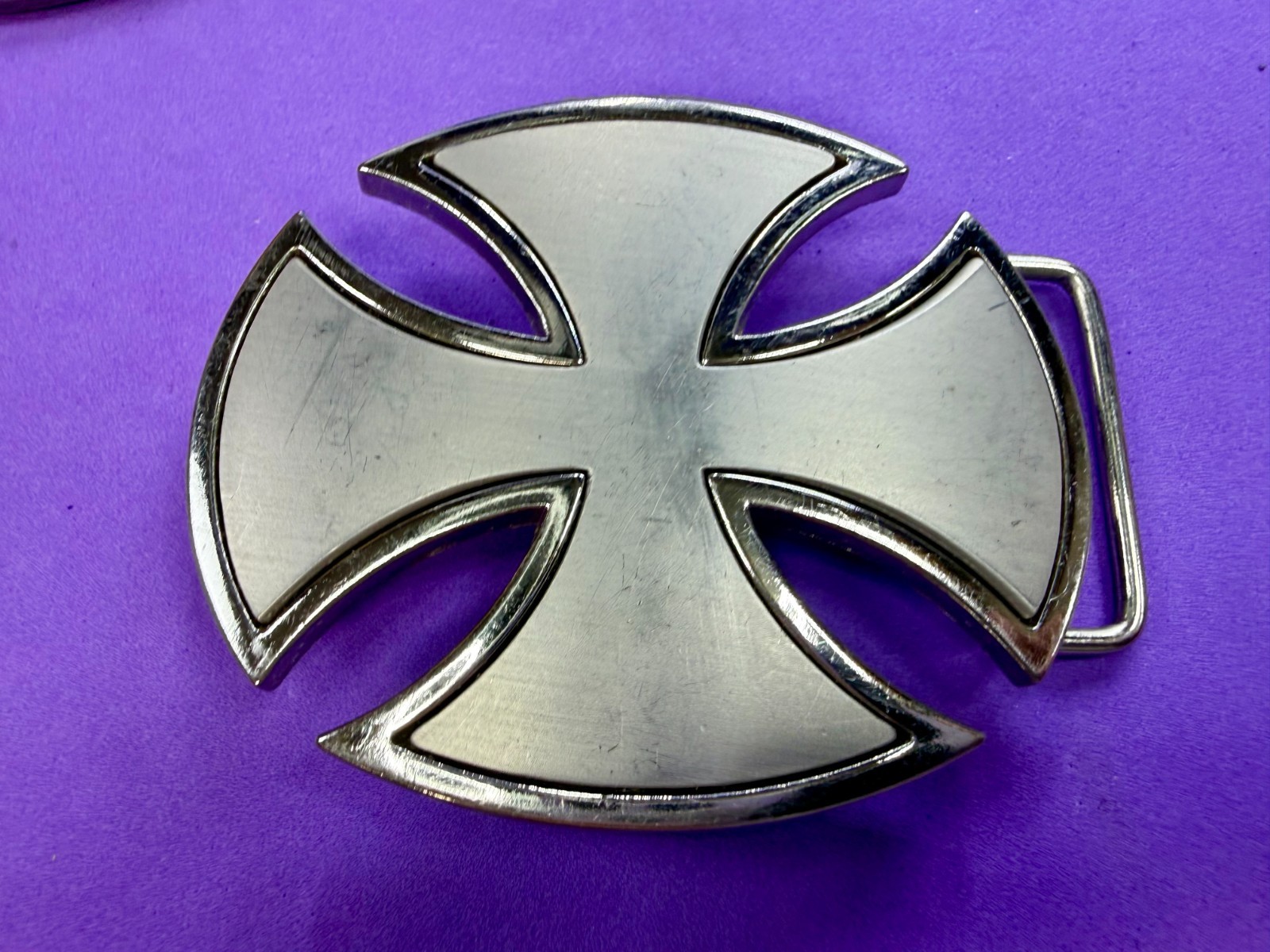 Maltese Celtic Iron Cross Gothic Punk Biker Vibe Cutout Outlined Belt Buckle