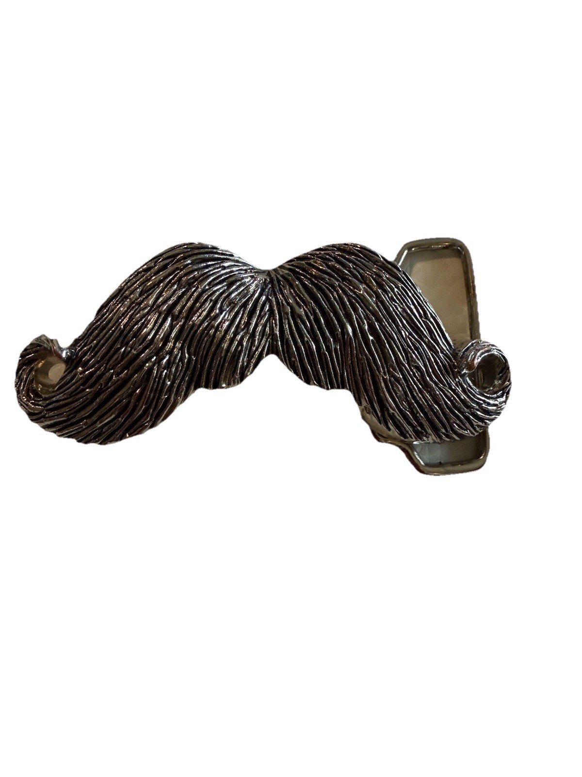 Buckle Rage Handlebar Mustache Novelty Belt Buckle Silver Tone Hipster Kitsched