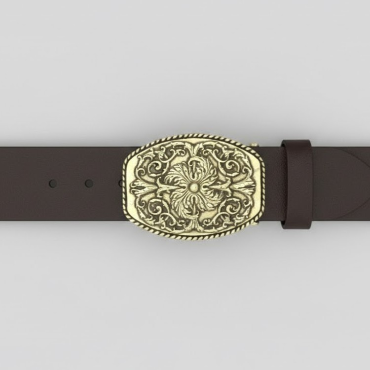 Floral Classic Ornament Belt Buckle Antique Brass Buckle Interchangeable Clasp
