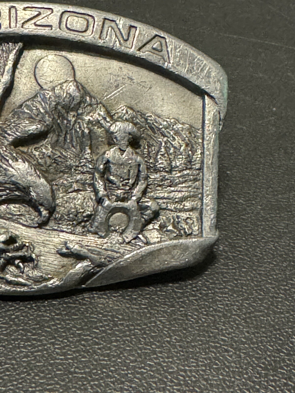 VTG SISKIYOU ARIZONA GOLD PANNING PEWTER BELT BUCKLE AG-7 1984 WILLIAMS OREGON