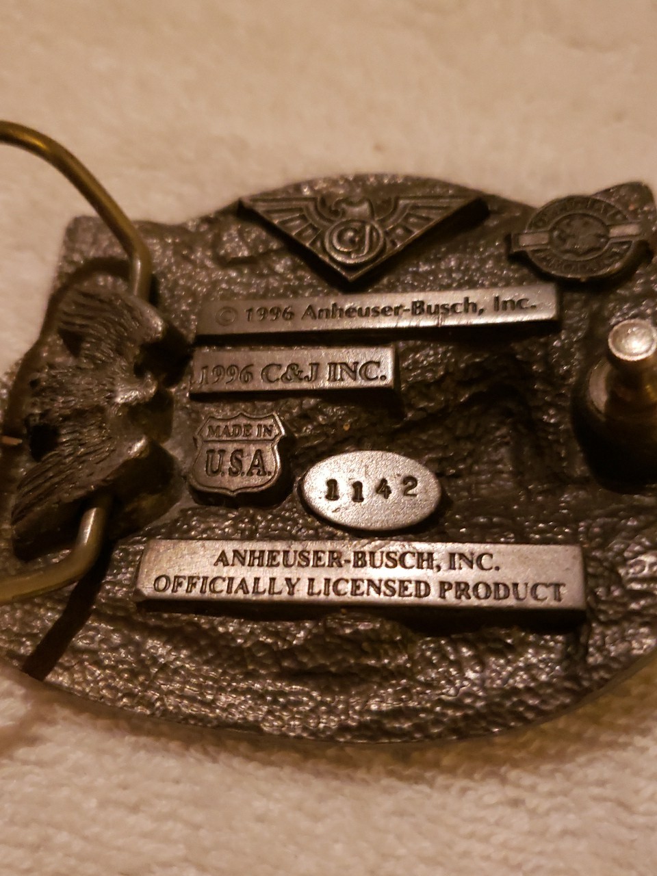 VINTAGE BUDWEISER BUCKLE CLYDESDALES KING OF BEERS EMBOSSED WAGON VGC