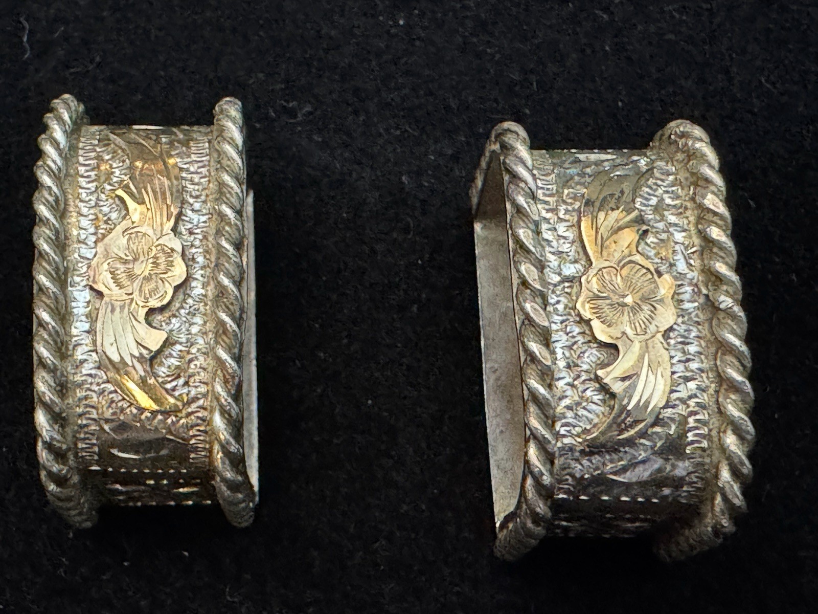 Sterling Silver 10K Gold Overlay Western 4 Pc Belt Buckle Set GN34 Mexico