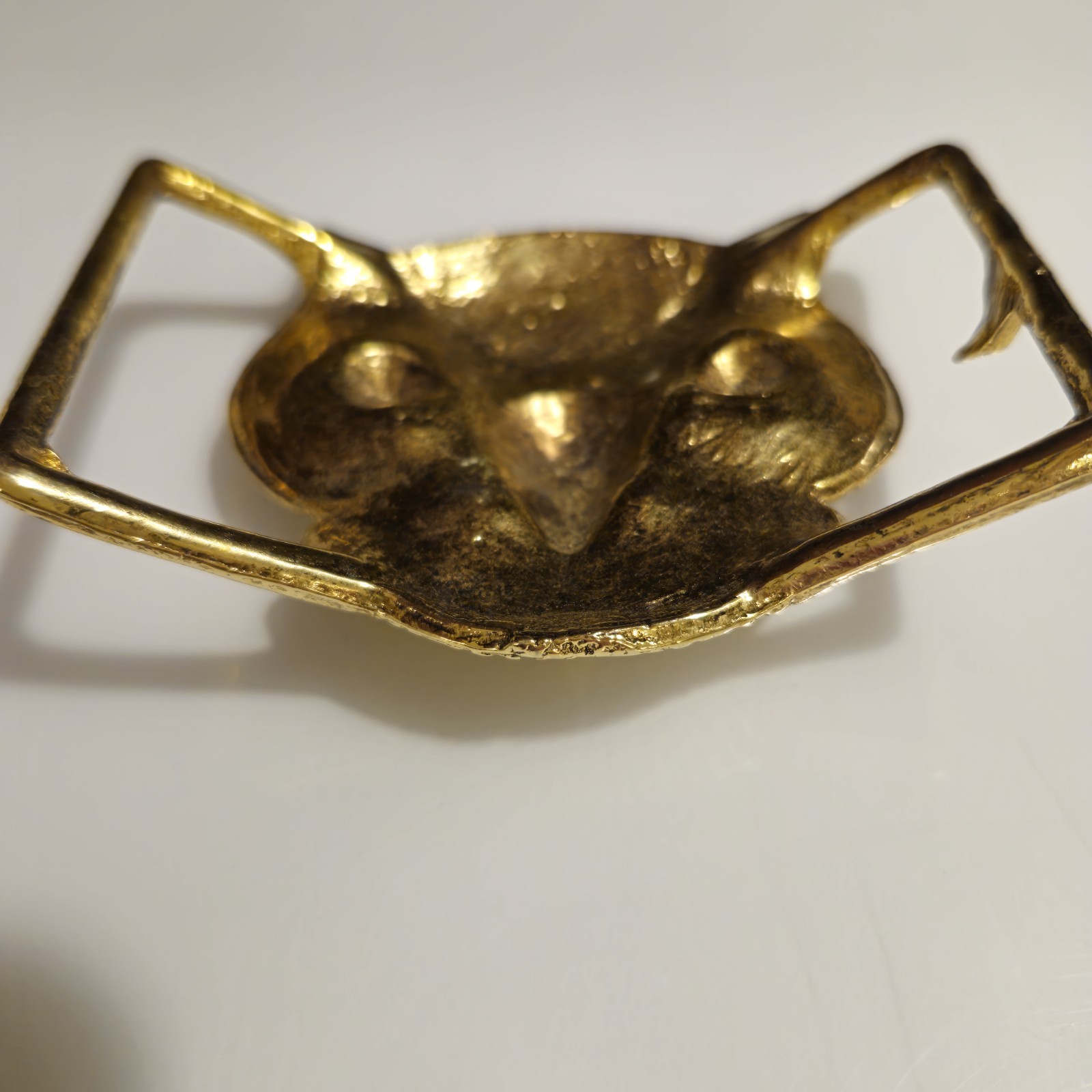 Vintage Brass Owl Belt Buckle Double Sided Boho Hippie 70s Spirit Animal