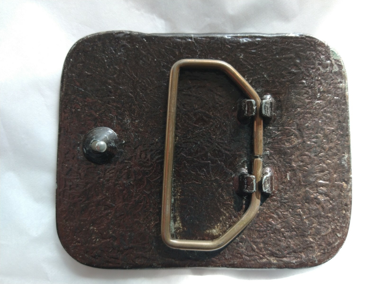 End Of The Trail Vintage 1980&rsquo;s Square Belt Buckle Stainless Steel / Brass