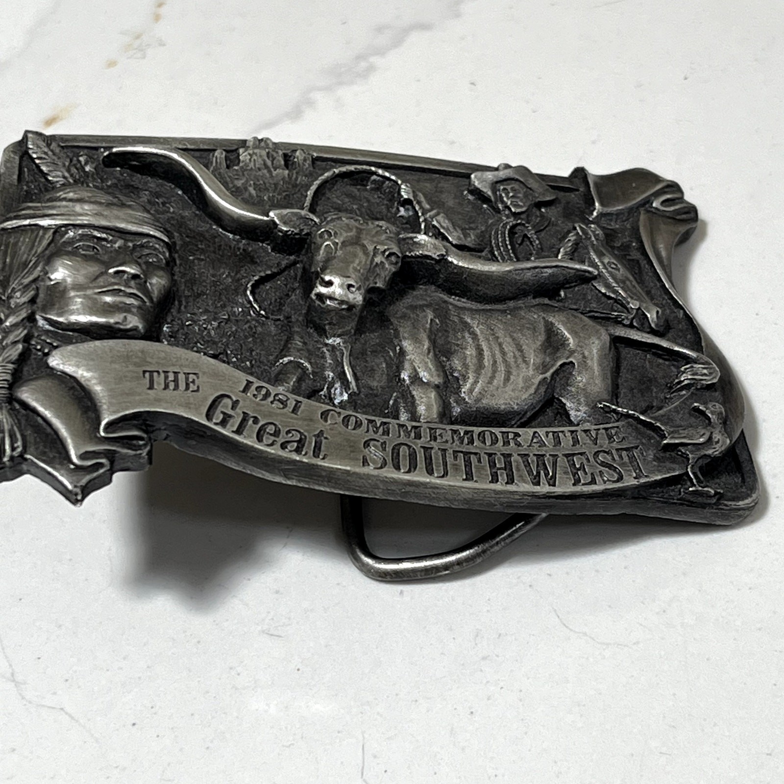VTG Arroyo Grande Buckle Co Metal Commemorative Great Southwest Belt Buckle 2&Prime;